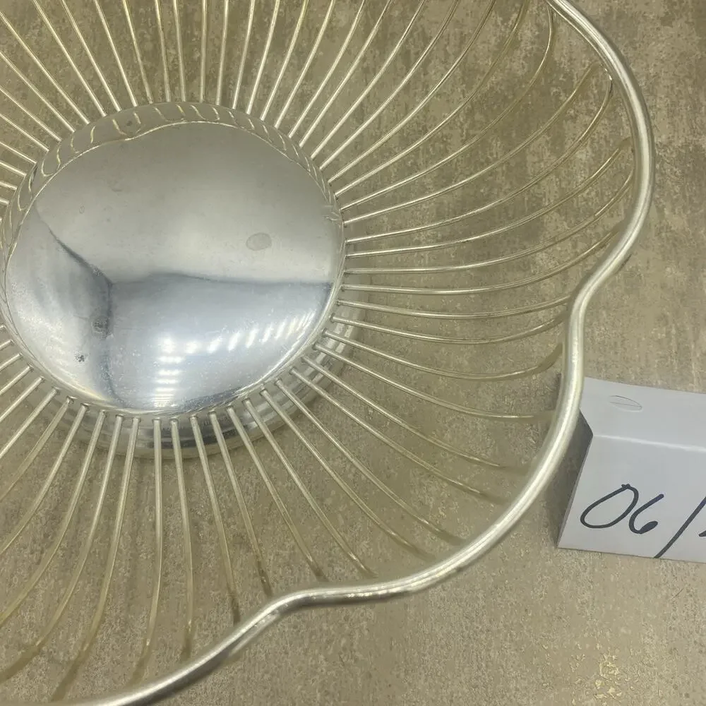 Silver Plate Round Fruit, Bread, Vegetable Bowl Basket, 9.5” Diameter